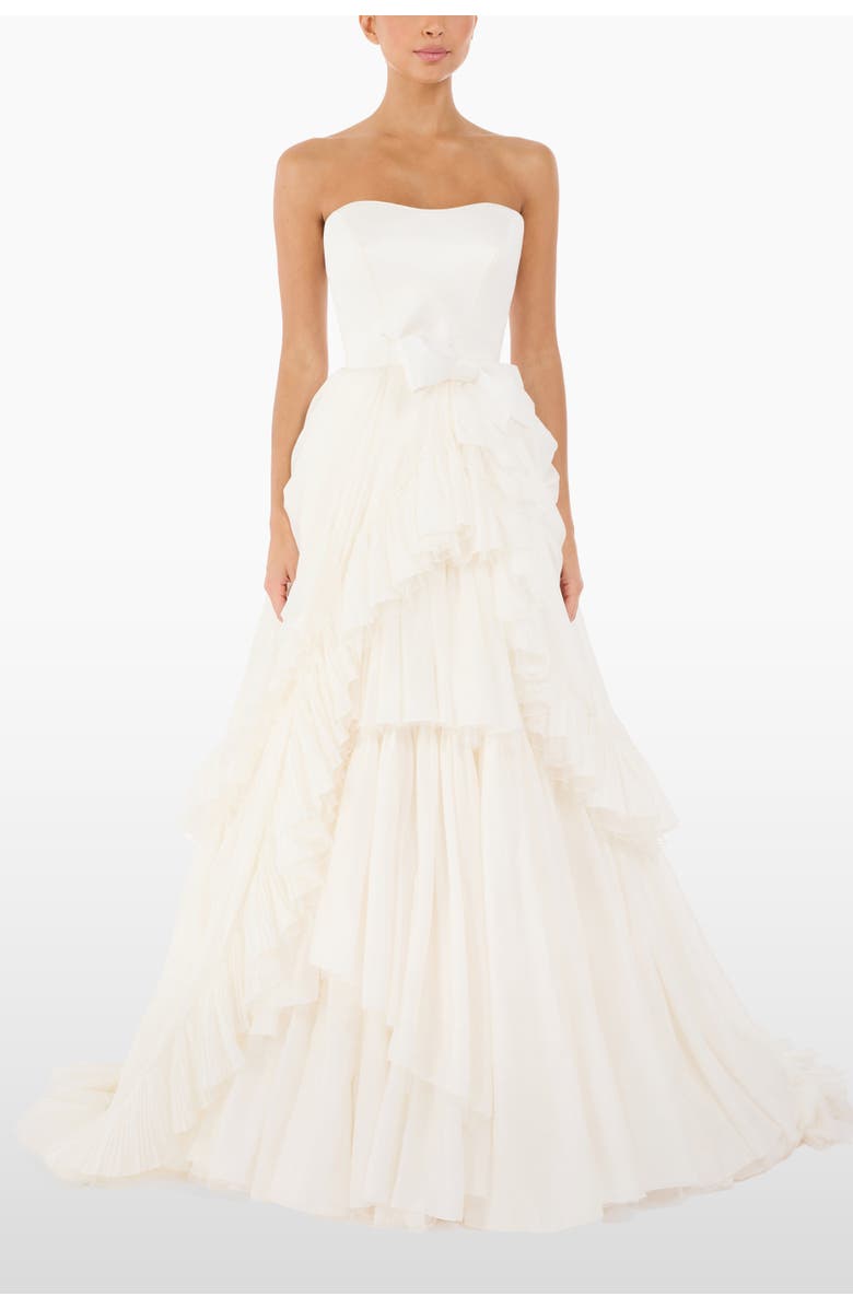 Jenny Packham Antonia Ruffled Bow Dress, Alternate, color, Ivory