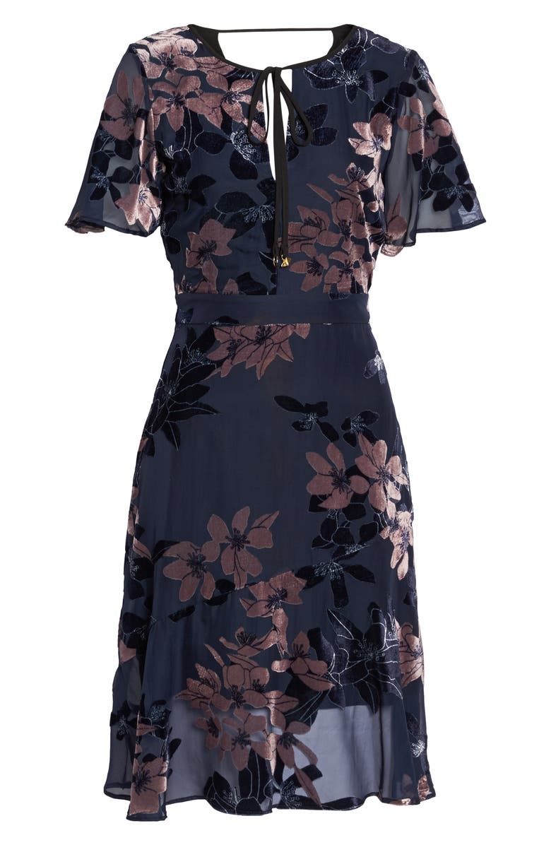 Sam Edelman Burnout Floral Flare Hem Dress, Alternate, color, 