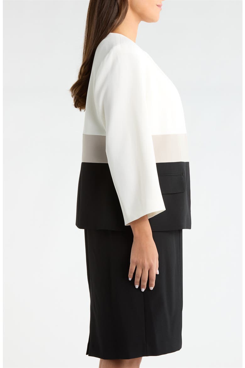 Colorblock Open Front Cardigan Jacket, Alternate, color, VANILLA ICE MULTI