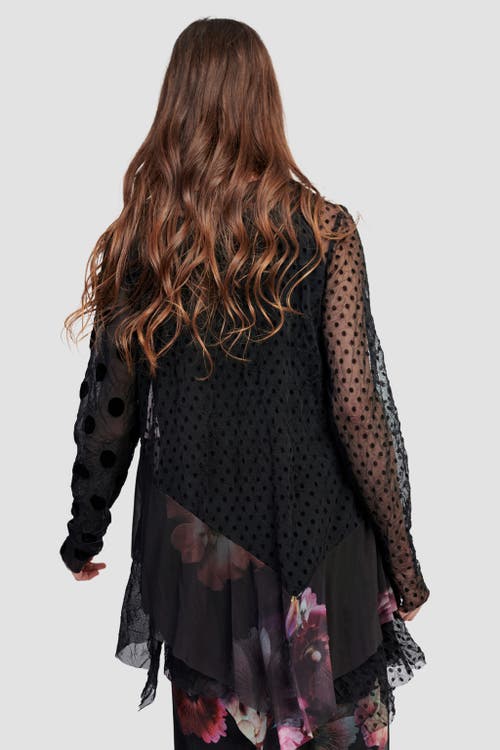 Alembika Mixed Florals Sheer Peplum Tunic In Multi