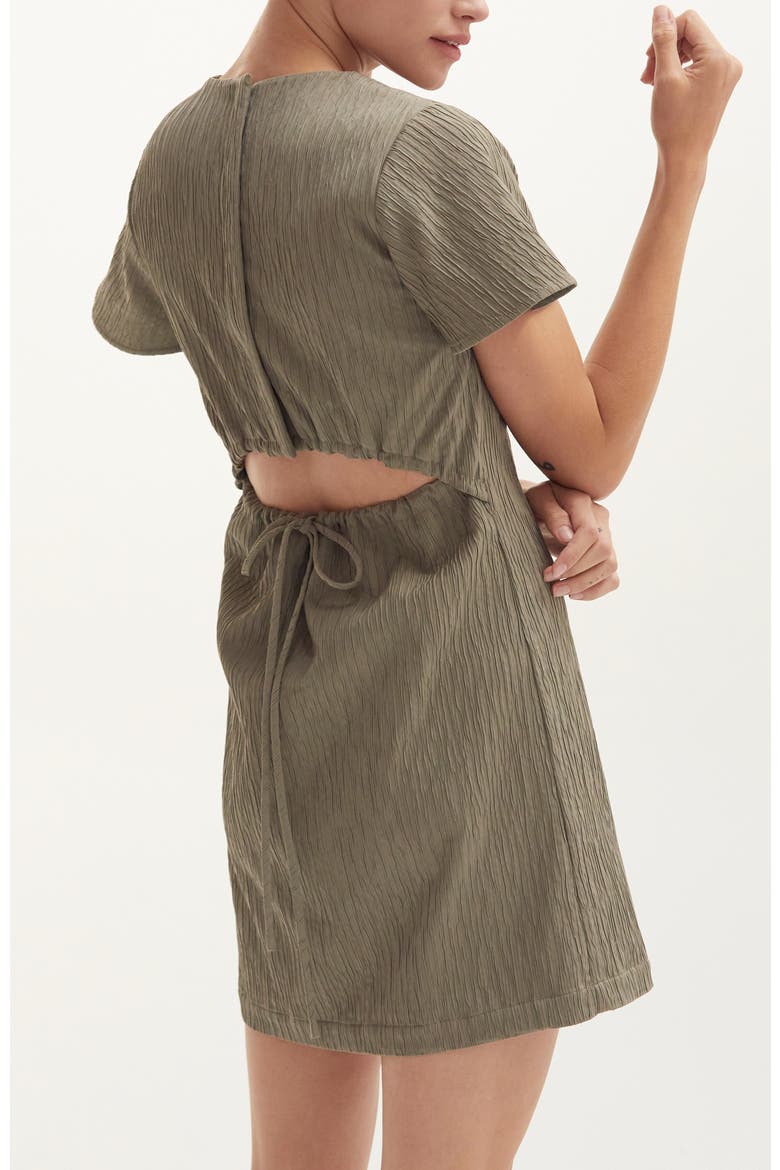 Textured Back Cut Out Mini Dress, Alternate, color, Olive