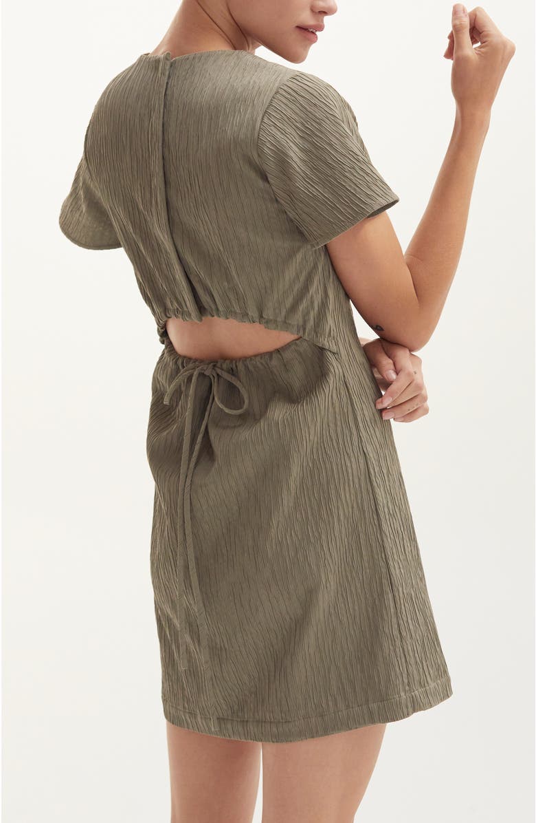 CRESCENT Textured Back Cut Out Mini Dress, Alternate, color, Olive