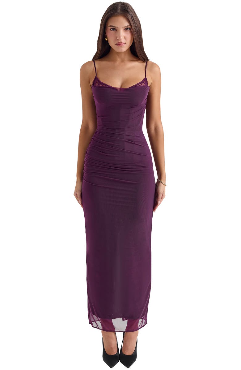 HOUSE OF CB Nalini Mesh & Lace Corset Gown, Alternate, color, Winter Bloom