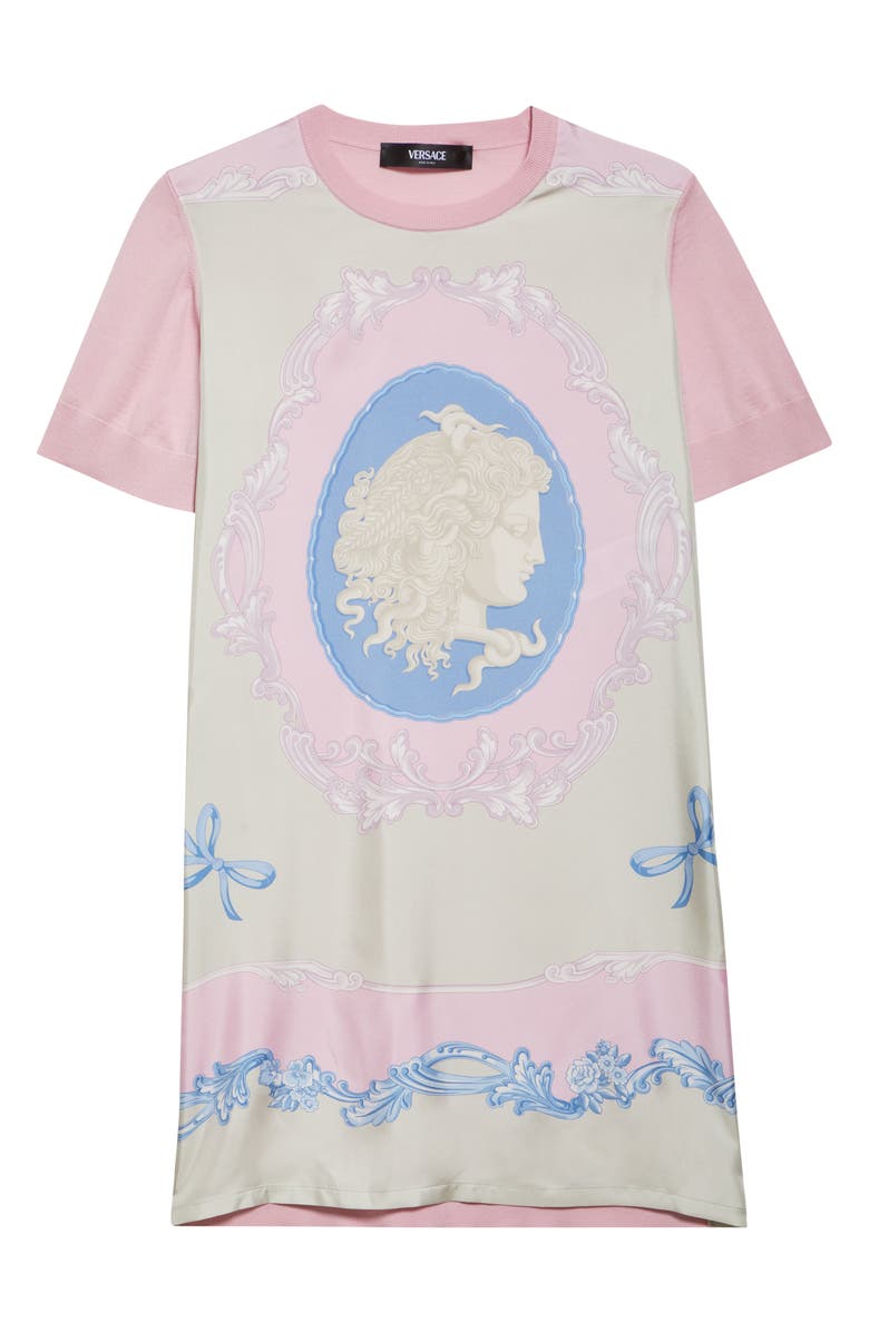 Versace Virgin Wool & Silk T-Shirt Dress, Alternate, color, 