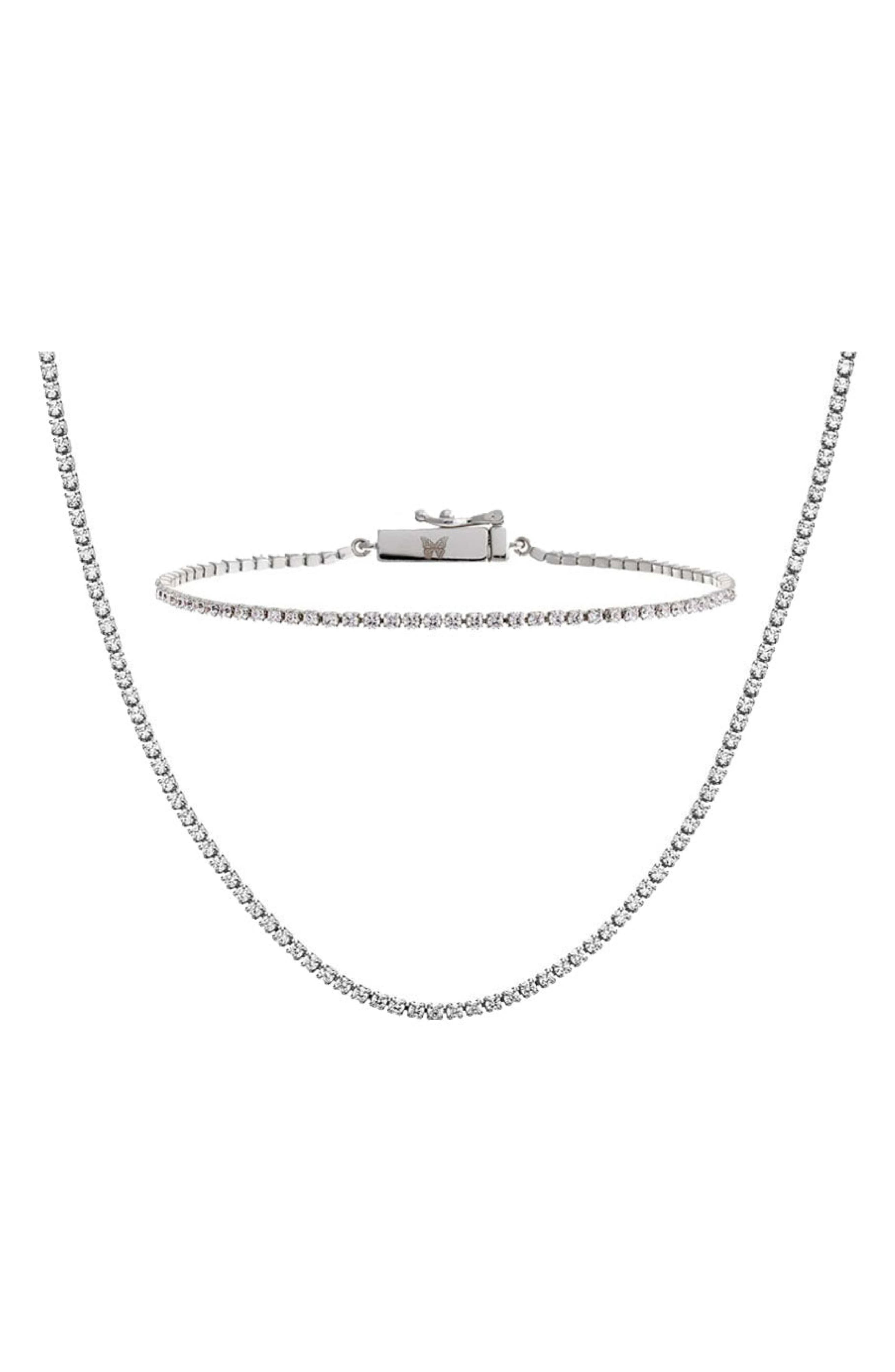 BY ADINA EDEN Cubic Zirconia Tennis Necklace & Bracelet Set