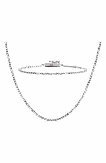 BY ADINA EDEN Cubic Zirconia Tennis Necklace & Bracelet Set