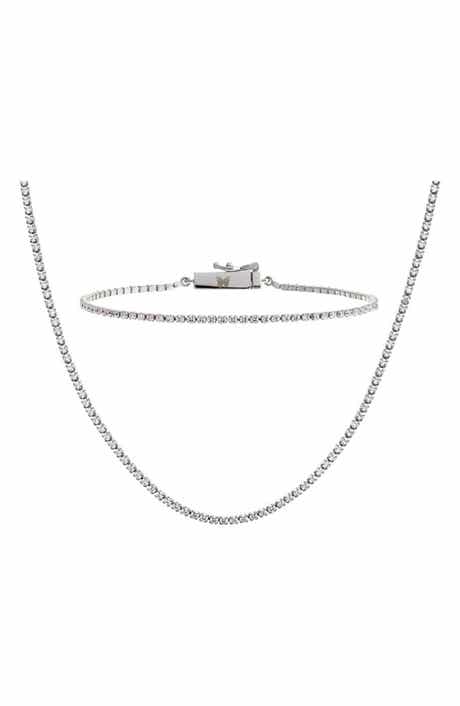 BY ADINA EDEN Cubic Zirconia Tennis Necklace & Bracelet Set