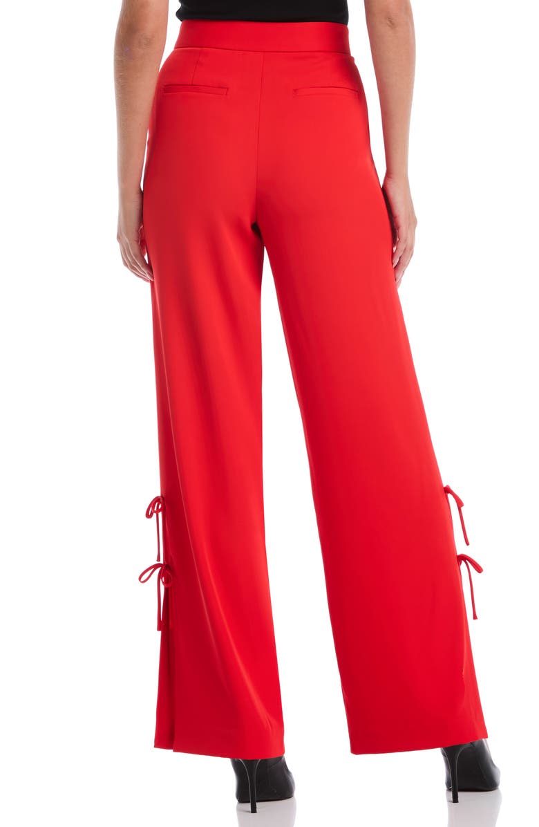 Laundry by Shelli Segal High Waist Bow Side Slit Trousers, Alternate, color, Flame Scarlet