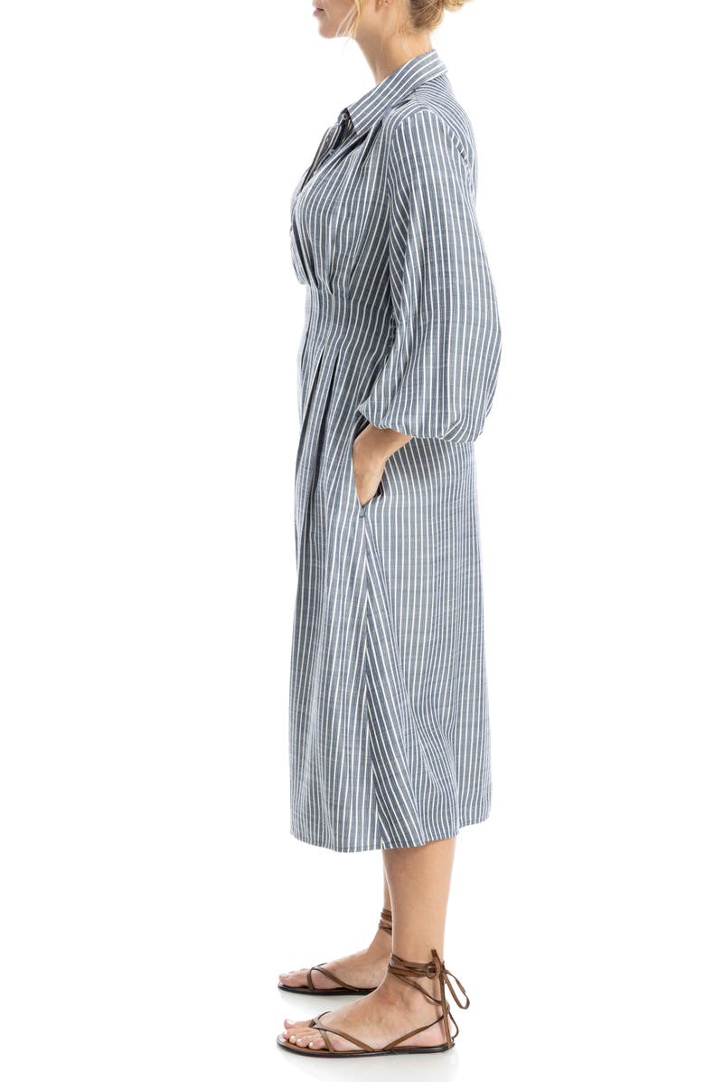 MAX STUDIO Stripe Balloon Sleeve Shirtdress, Alternate, color, Indigo/ Ivory Stripe