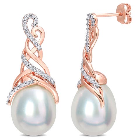 Pearl & Diamond Criss Cross Earrings