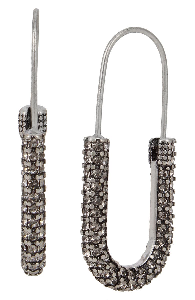 AllSaints Pavé Oval Tube Hoop Earrings, Main, color,