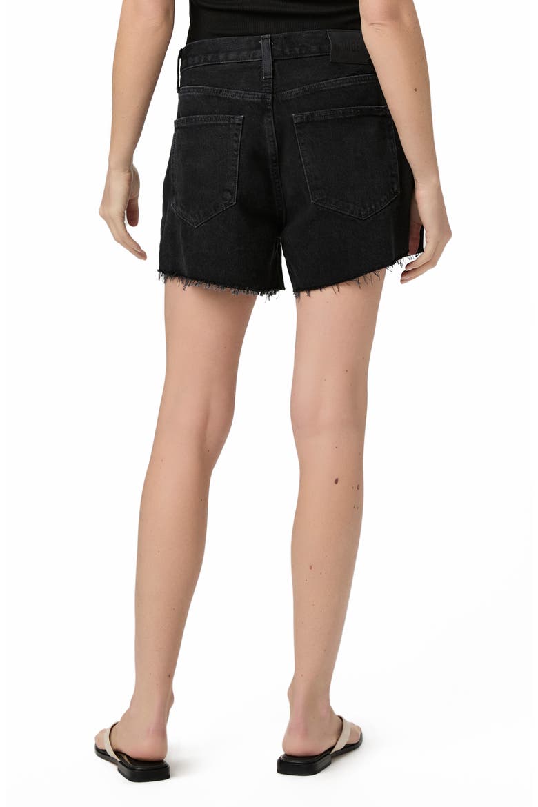 Archie Raw Hem High Waist Denim Shorts, Alternate, color, BLACK DOVE