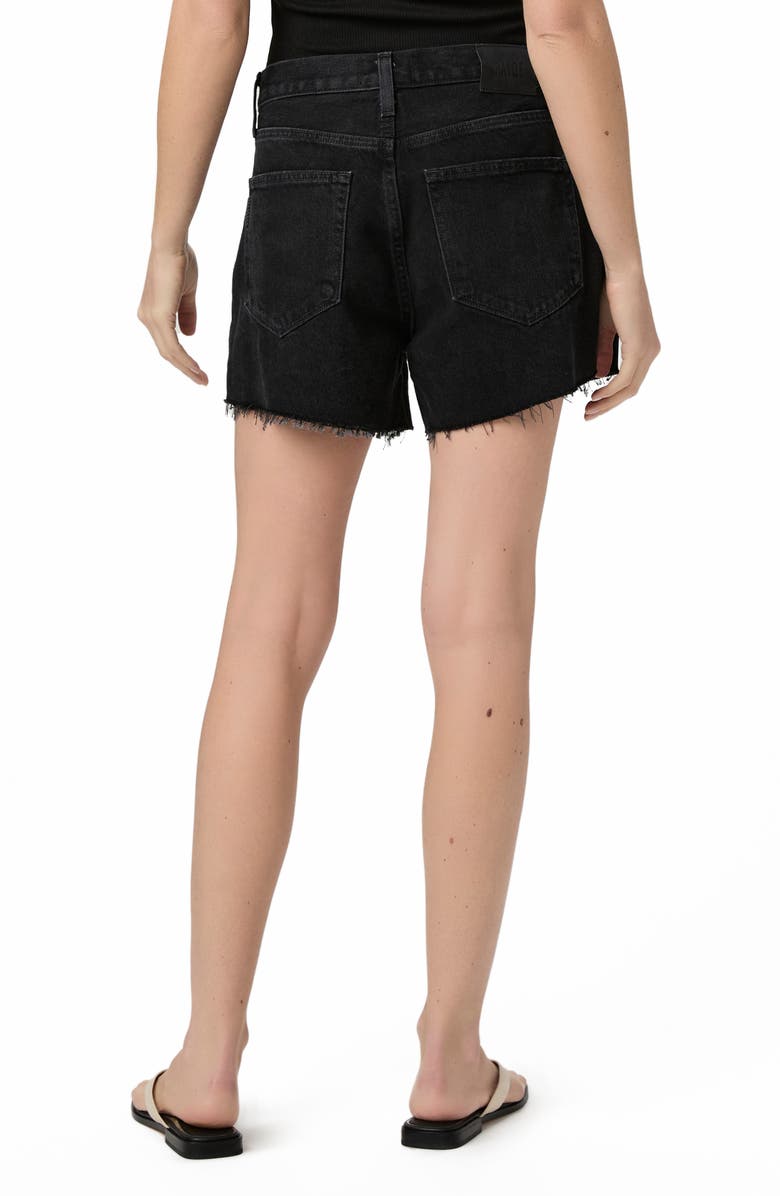 PAIGE Archie Raw Hem High Waist Denim Shorts, Alternate, color, Black Dove