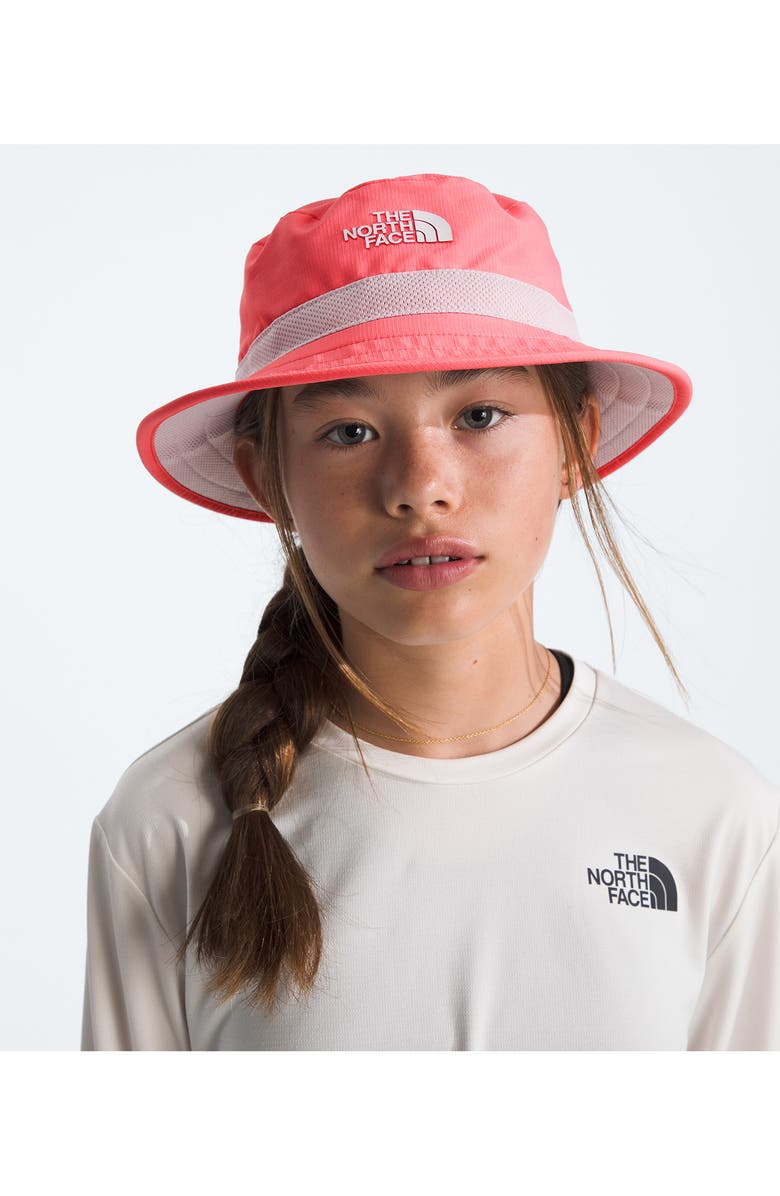 The North Face Kids' Class V Reversible Bucket Hat, Alternate, color, Coral Crush Logo Weather Topo