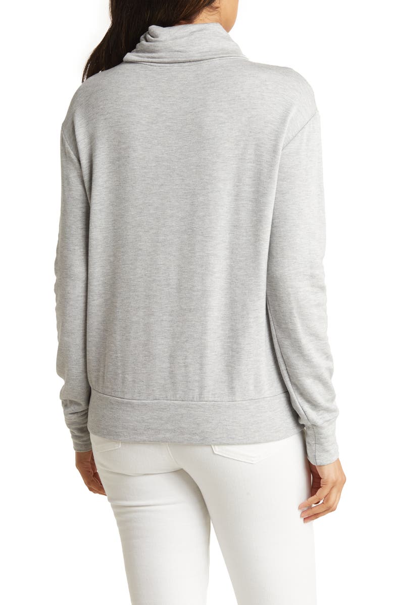 GO COUTURE Turtleneck Banded Sweater, Alternate, color, Charcoal Print 1