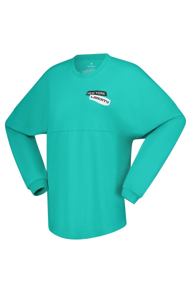 SPIRIT JERSEY Women's Spirit Jersey Mint New York Liberty Patches Oversized Long Sleeve T-Shirt, Alternate, color, Mint