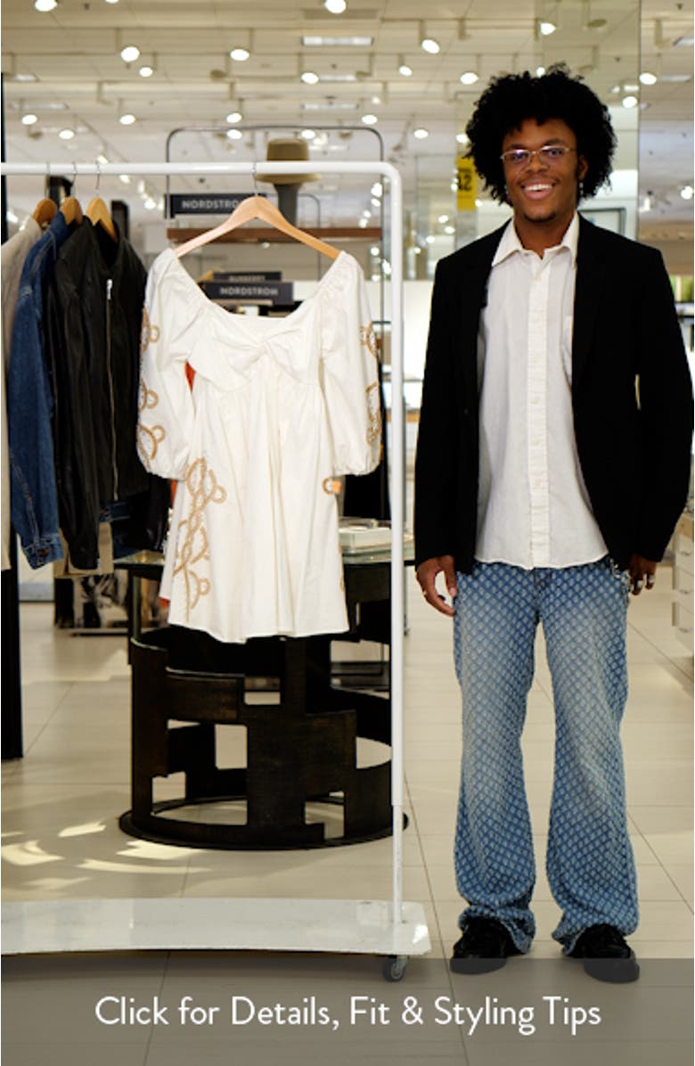 Embroidered Rhinestone Stretch Cotton Mini Sundress, sales video thumbnail