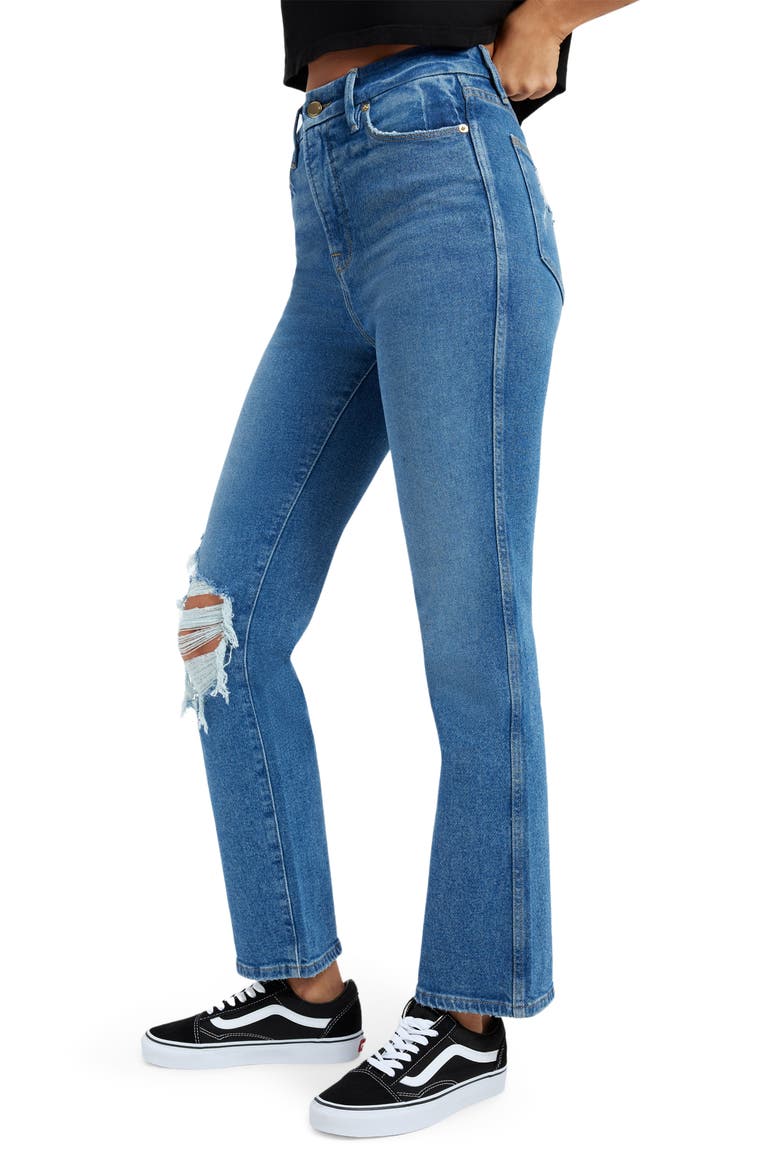 Good Curve High Waist Distressed Straight Leg Jeans, Alternate, color, BLUE312