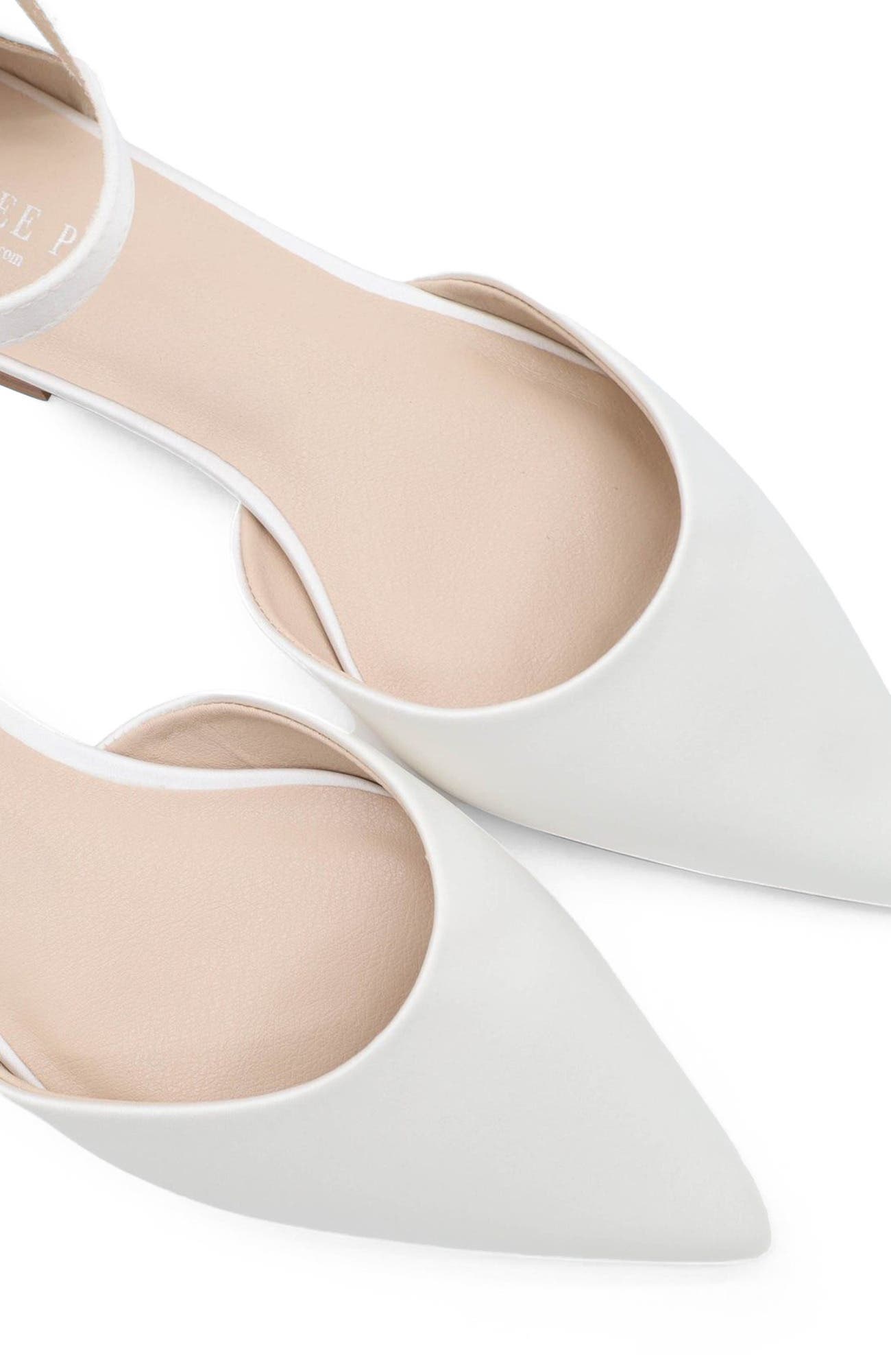 Bella Satin Pointed Toe Flats, Alternate, color, White