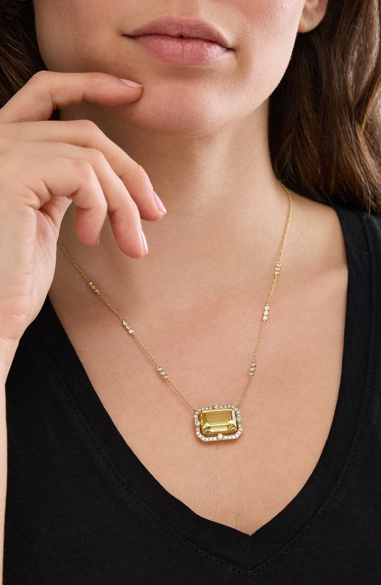 Bony Levy 18K Gold Iris Lemon Quartz & Diamond Pendant Necklace, Alternate, color, 18K Yellow Gold