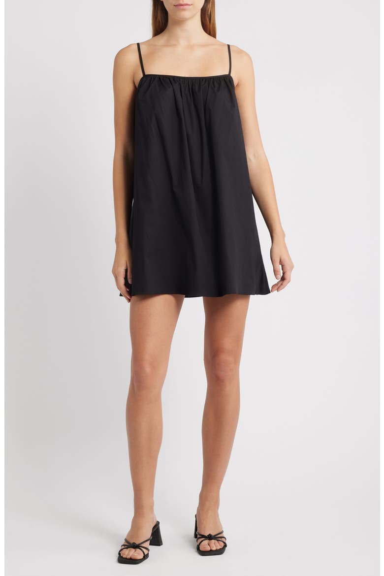 Casey Stretch Cotton Cami Dress, Main, color, BLACK