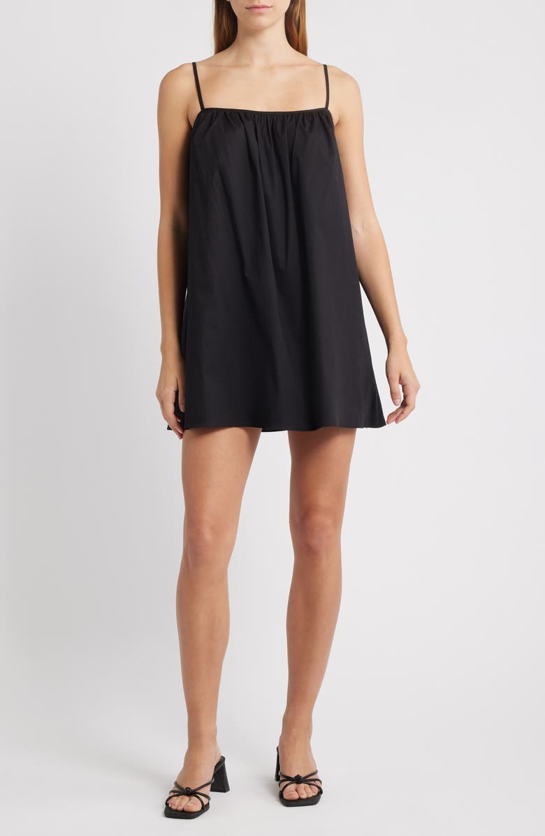 WAYF Casey Stretch Cotton Cami Dress, Main, color, Black