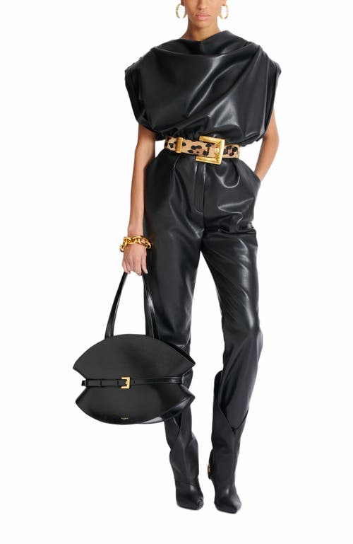 Balmain Drapiertes Oberteil Aus Faux-leder