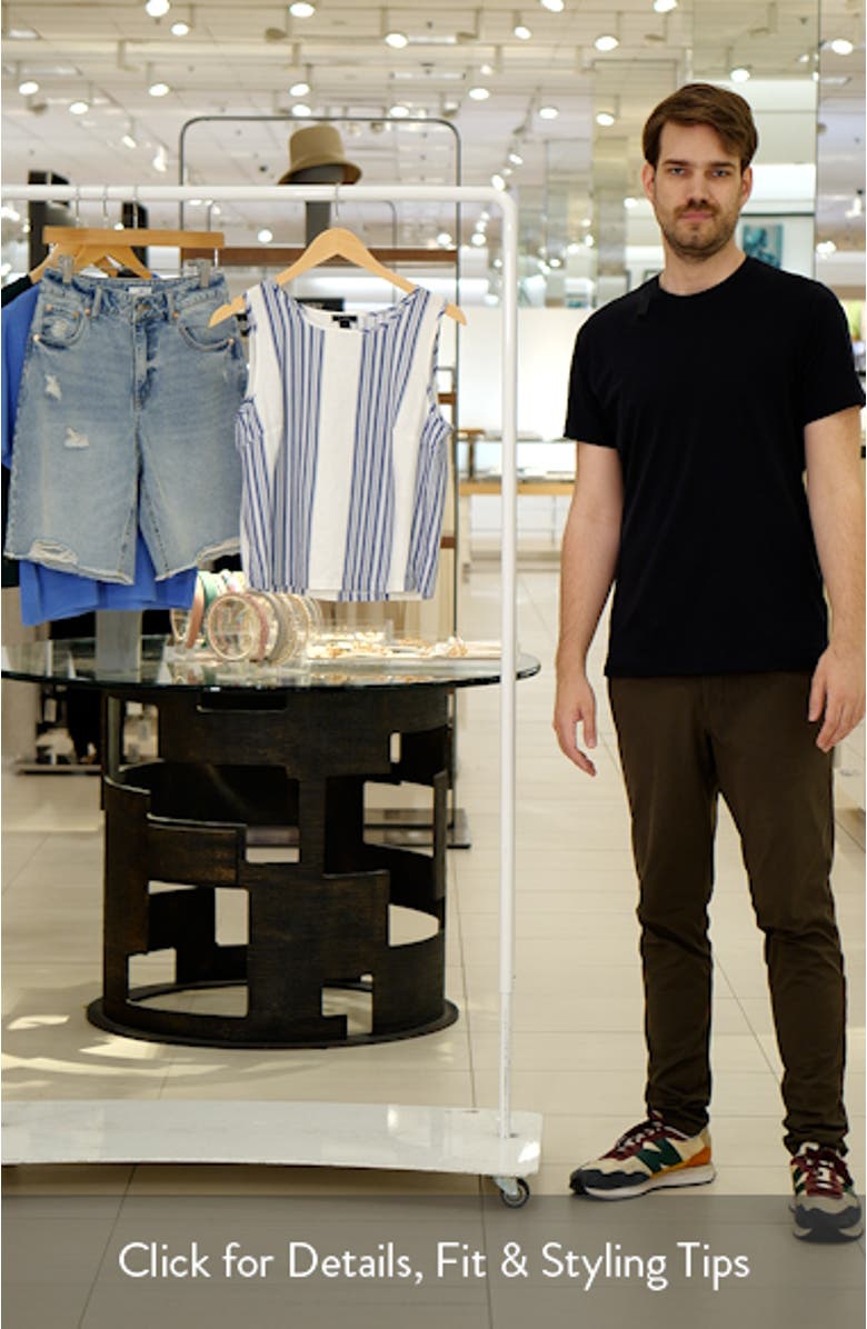 Stripe Sleeveless Linen Blend Shell, sales video thumbnail