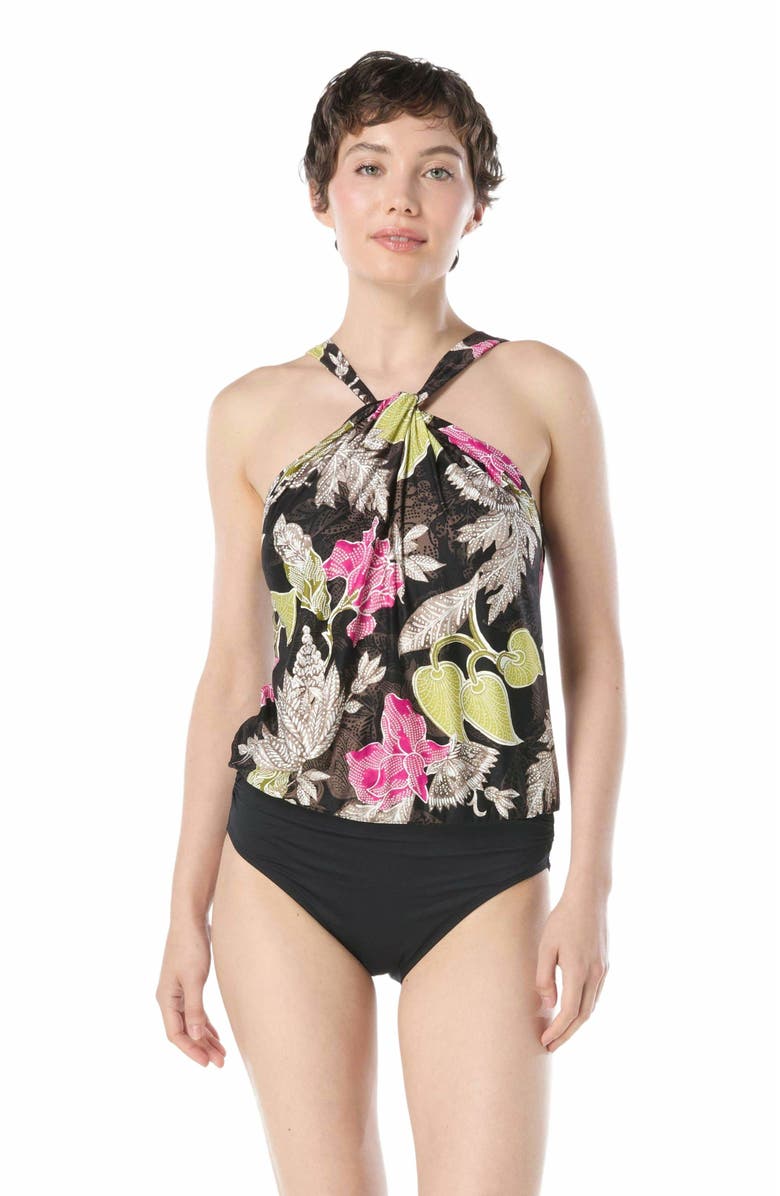 Carmen Marc Valvo High Neck Tankini Top, Main, color, 