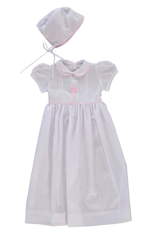 Carriage Boutique Embroidered Christening Gown & Bonnet Set in White 