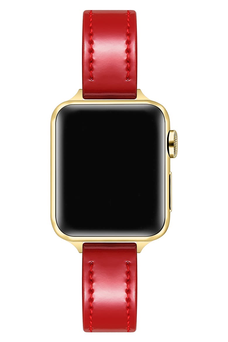 Carmen Patent Leather Watchband, Alternate, color, CRIMSON