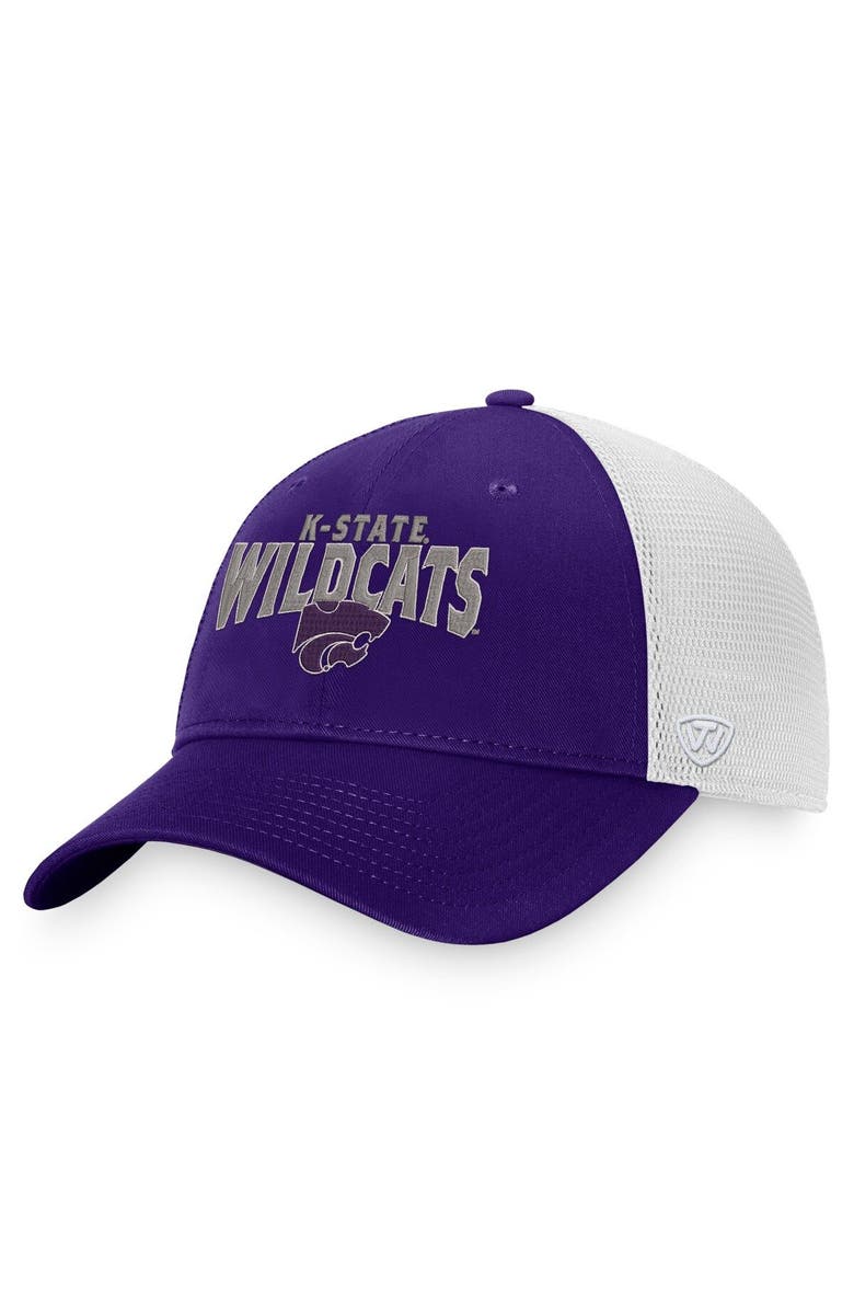 TOP OF THE WORLD Men's Top of the World Purple/White Kansas State Wildcats Breakout Trucker Snapback Hat, Main, color, Purple