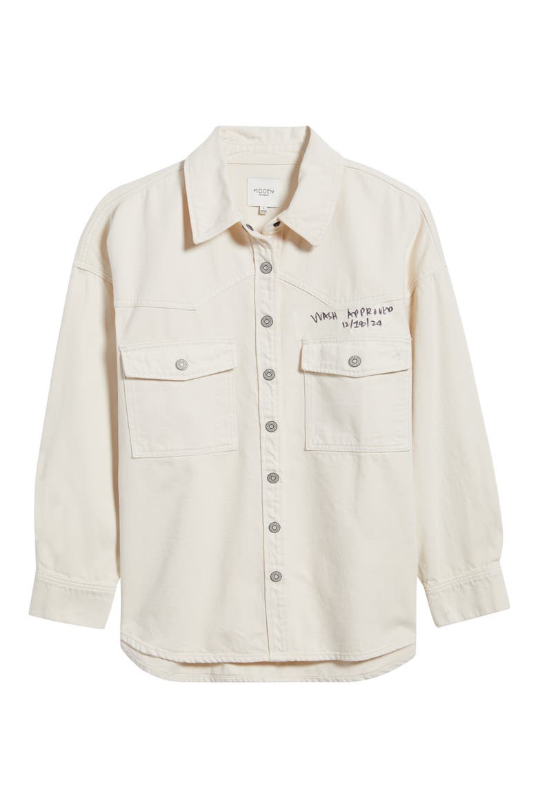 Oversize Western Denim Shirt, Alternate, color, KHAKI