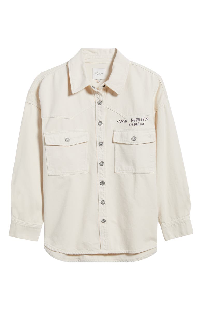 HIDDEN JEANS Oversize Western Denim Shirt, Alternate, color, Khaki