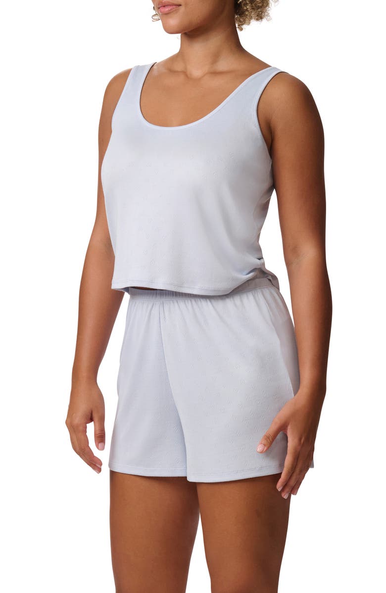 Splendid Heart Pointelle Boxer Pajamas, Alternate, color, Xenon Blue