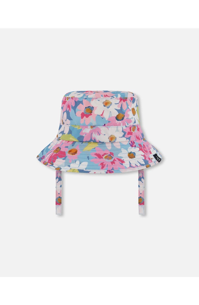 Deux par Deux Baby Girl's Printed Beach Sun Hat White, Pink, And Green Flowers, Main, color, 