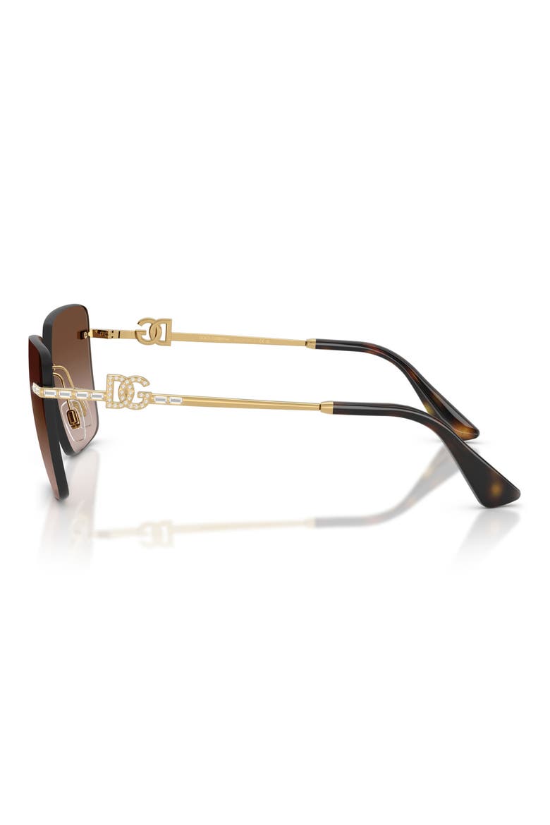 59mm Rimless Square Sunglasses, Alternate, color, GOLD / GRADIENT BROWN