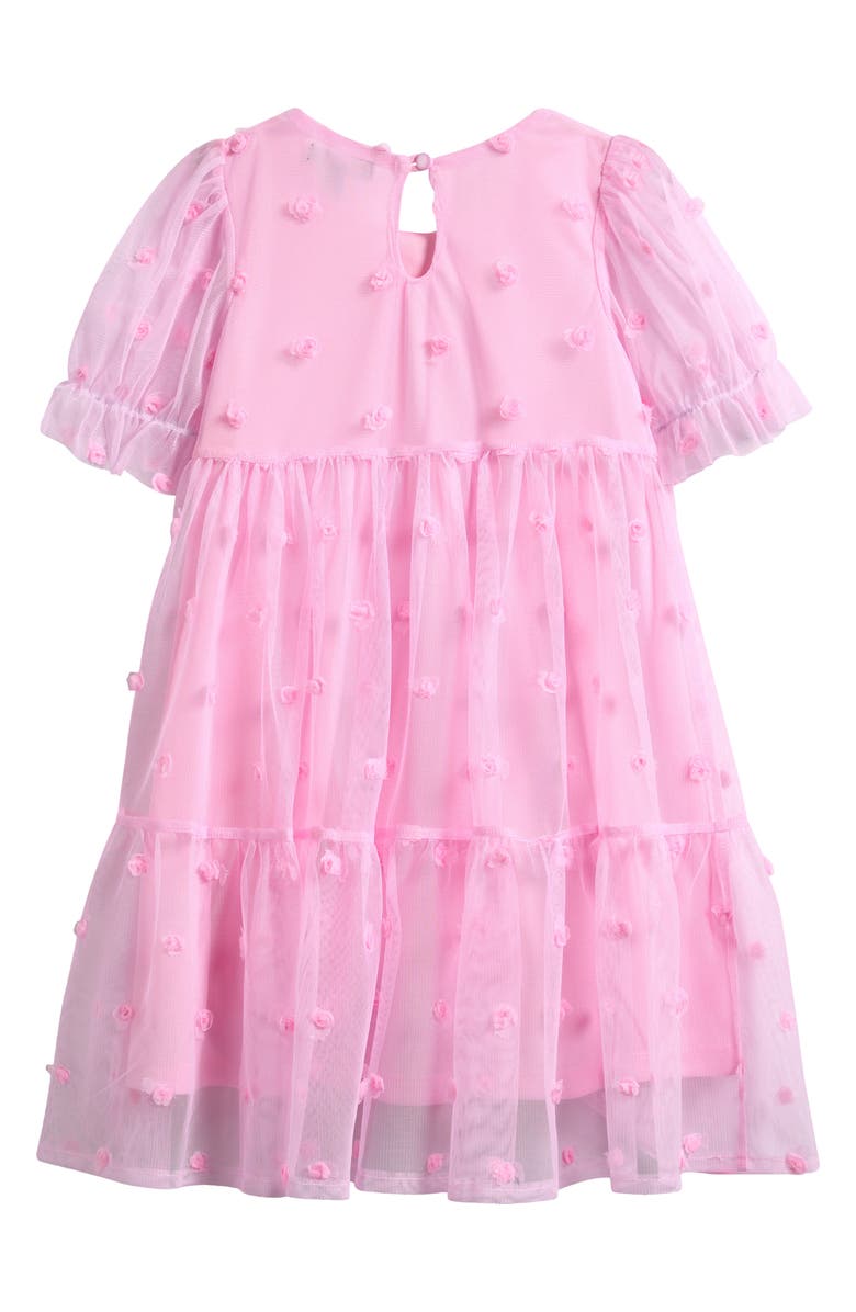 Ava & Yelly Kids' Rosette Tiered Mesh Party Dress, Alternate, color, Pink