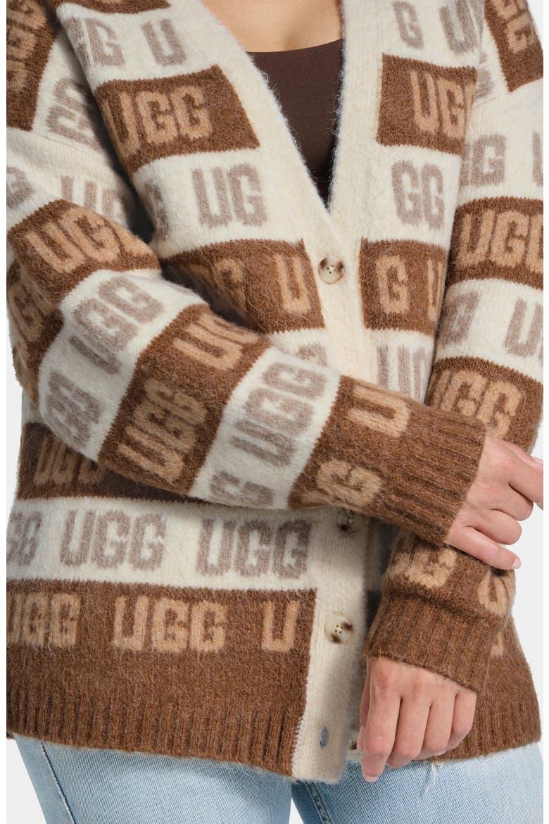Graphic Logo Cardigan, Alternate, color, CHESTNUT MULTI