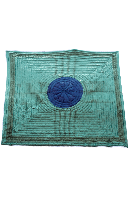 Cqc La High Tide Quilt Bedding Set With 2 Shams In Green, Blue