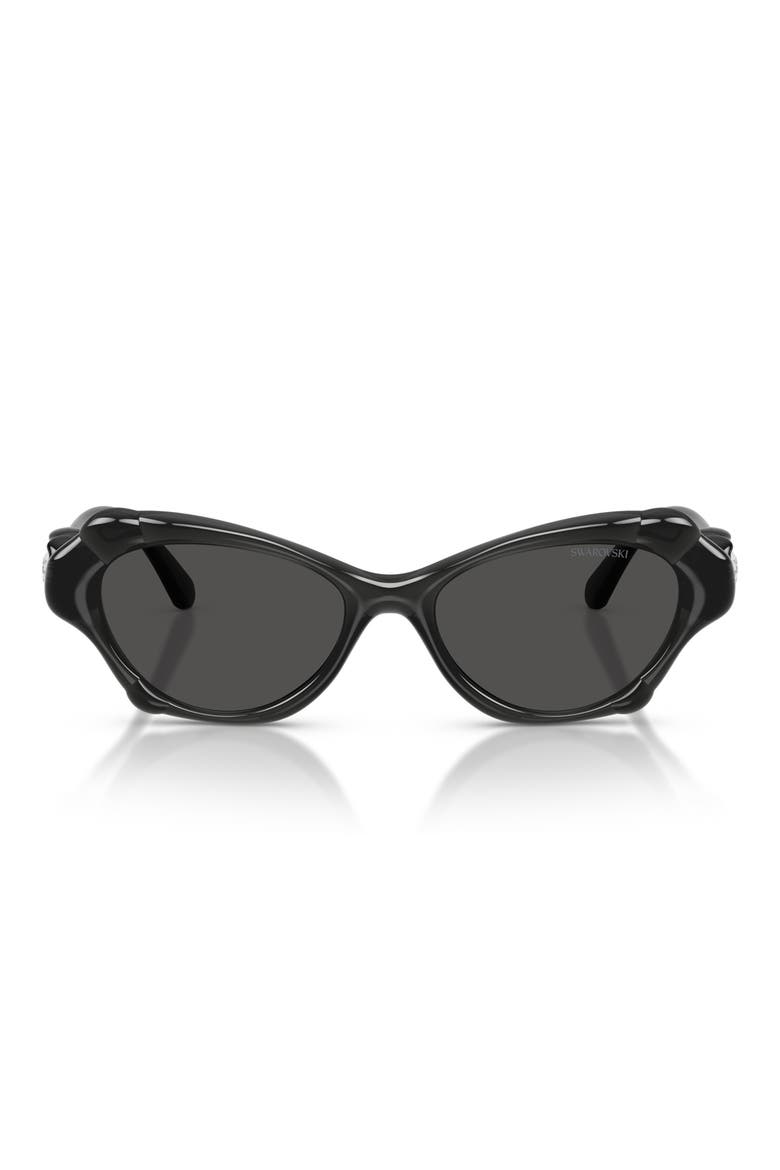 52mm Cat Eye Sunglasses, Main, color, DARK GREY / DARK GREY
