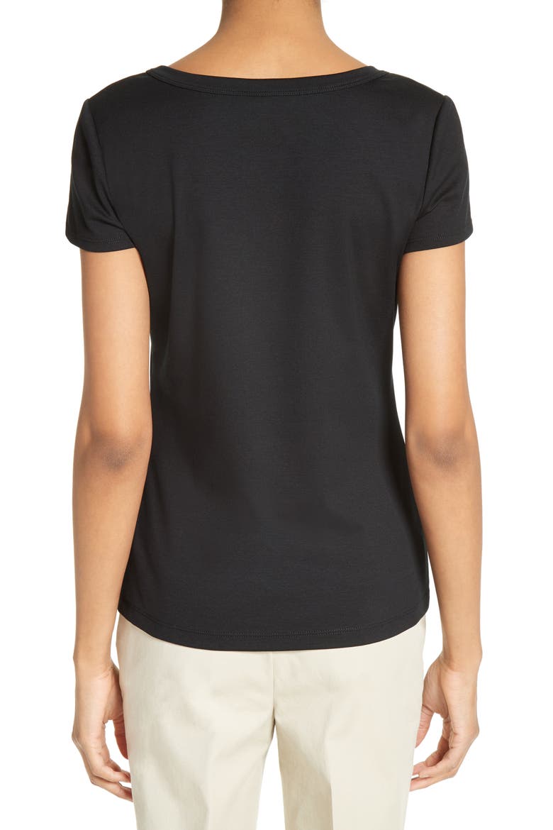 Scoop Neck Cotton Tee, Alternate, color, BLACK