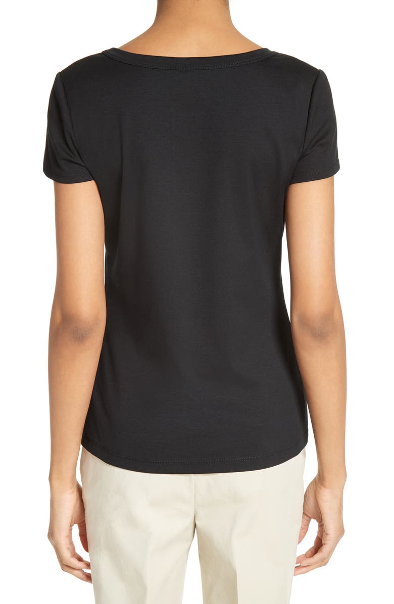 Lafayette 148 New York Scoop Neck Cotton Tee, Alternate, color, Black