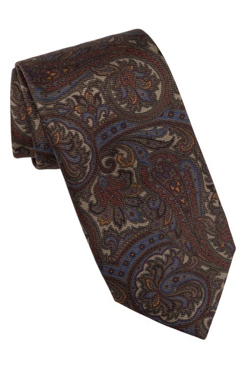 Marsala - Extra Long Printed Madder Silk Tie for Men