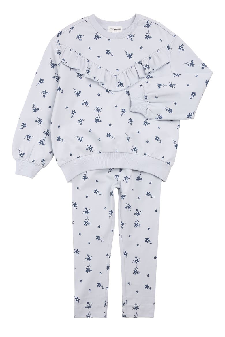 Kids' Floral Print Sweatshirt & Leggings Set, Main, color, LIGHT BLUE