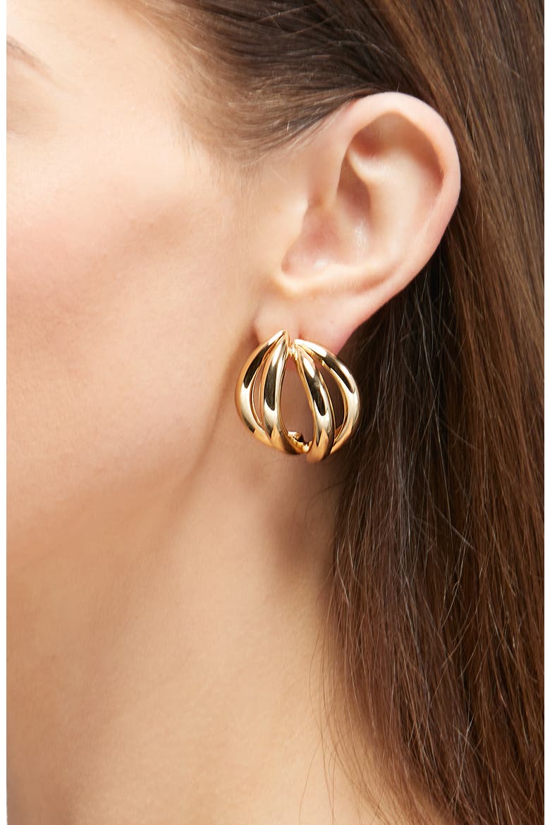 Interocking Small Drop Earrings, Alternate, color, GOLD