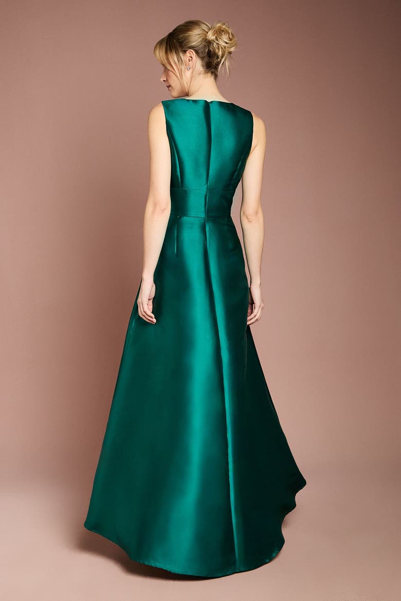 Plunge Waterfall Maxi Dress, Alternate, color, Emerald