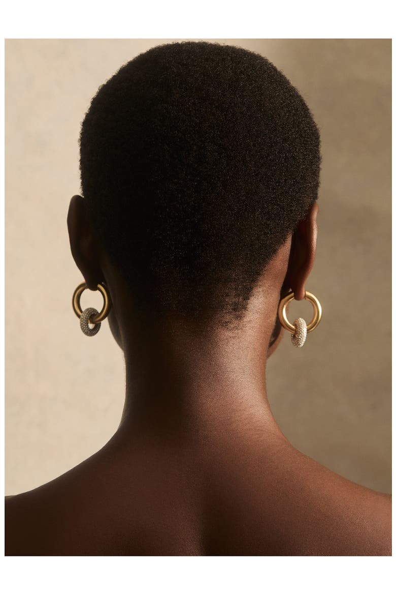 Amber Pavé Statement Hoop Earrings, Alternate, color, GOLD / SILVER TONE/ CRYSTAL