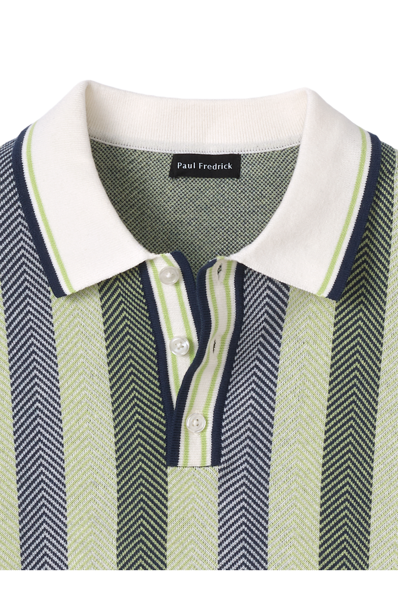 Paul Fredrick Cotton Three Button Polo Short Sleeve, Alternate, color, Green Multi