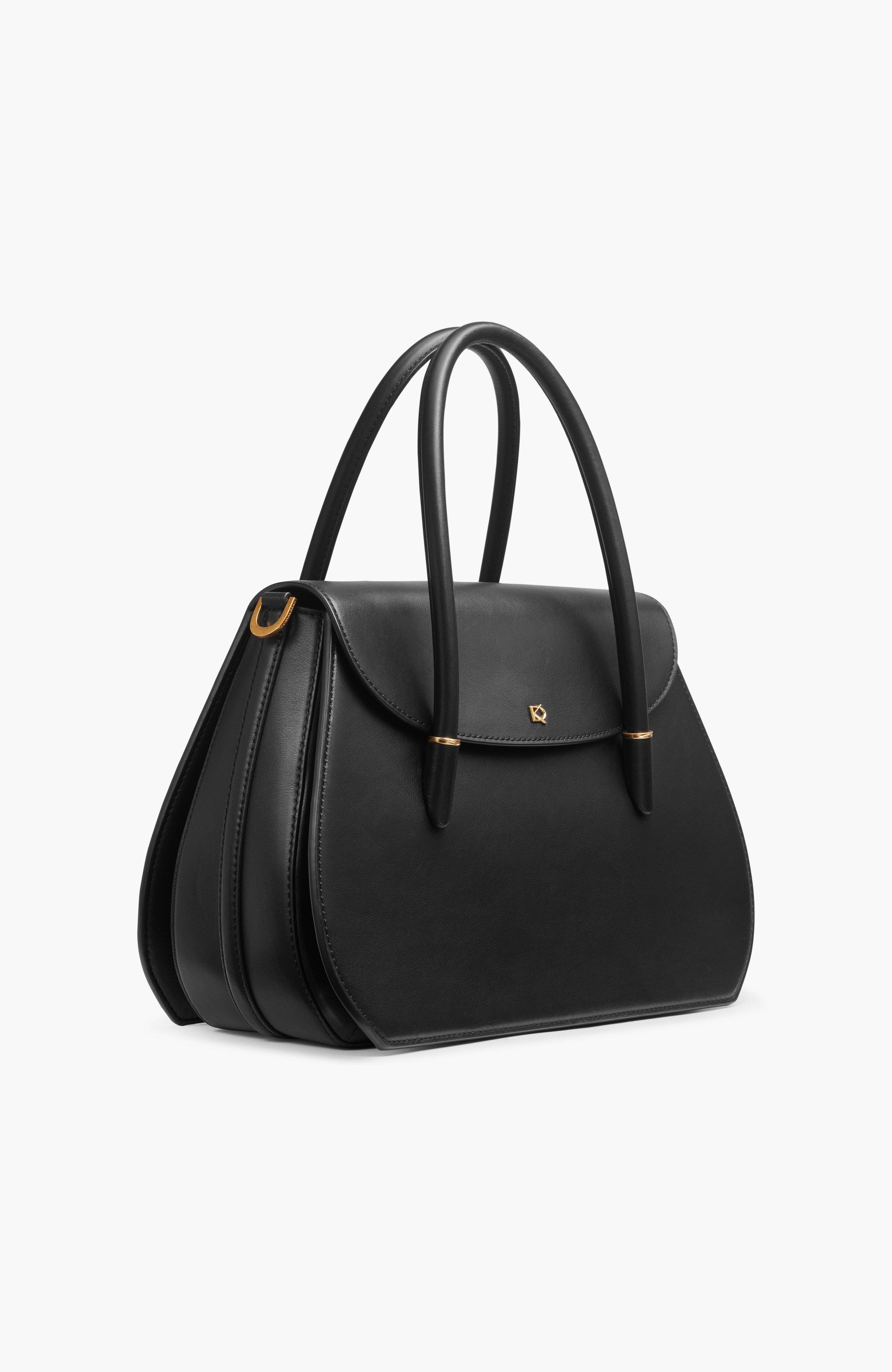 Donna Karan New York Bellerose Flap Satchel, Alternate, color, Black/Gold